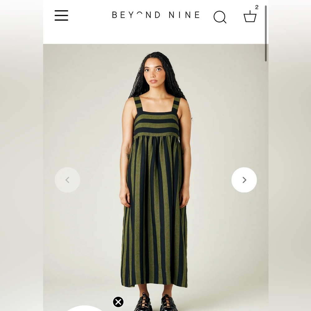 NWOT Beyond Nine Suki Dress, olive stripe